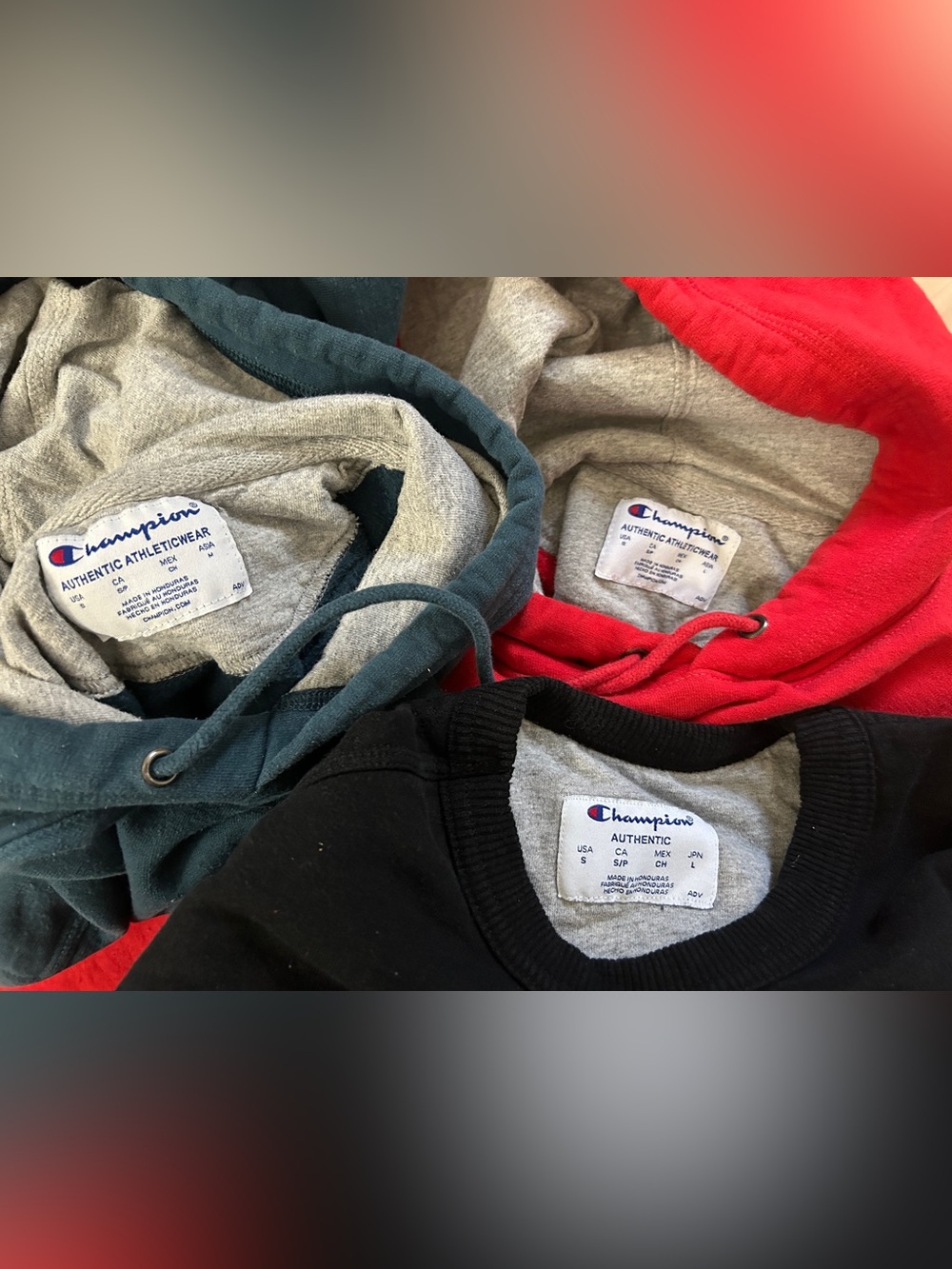Bundle Of 3 Champion Sweatshirts Hoodies Small C Logo Men’s Size Small - Picture 12 of 16